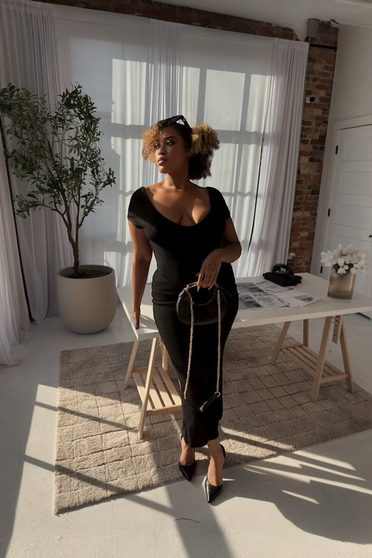 Noir Luxe Zip Dress