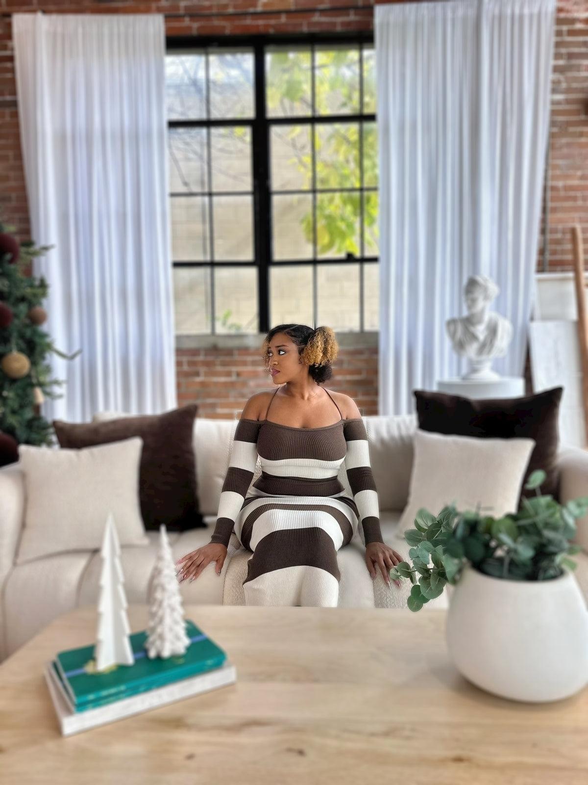 Mocha Stripes Dress